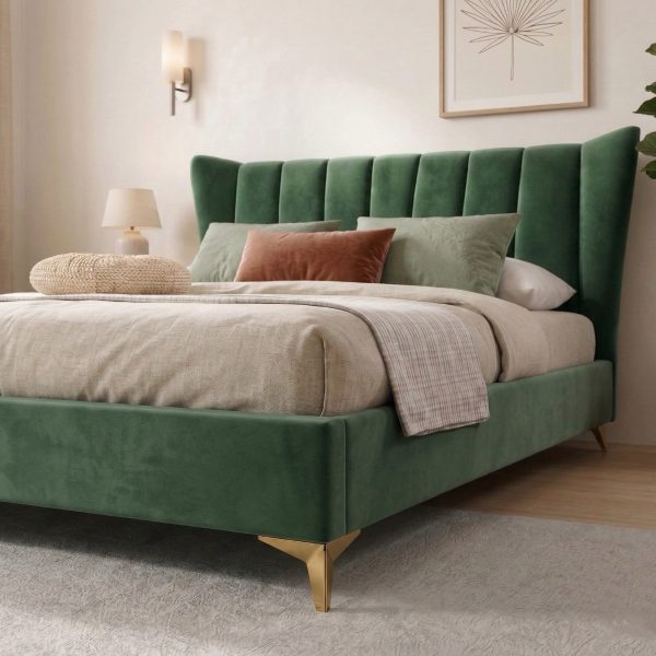 9296 Adda Velvet Queen Bed Frame Green Katil Queen Malaysia Factory