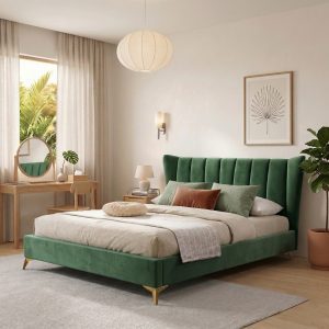 9296 Adda Velvet Queen Bed Frame Green Katil Queen Malaysia Factory