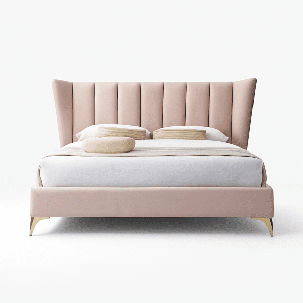 queen velvet bed frame pink