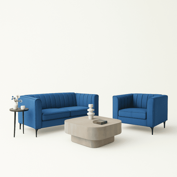velvet blue sofa set 1 seater 2 seater sofa 5017