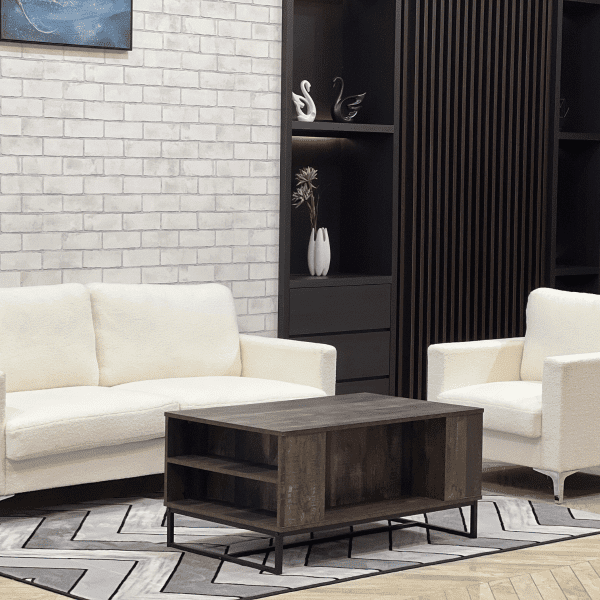 Woolly White Fabric Fleece Sofa