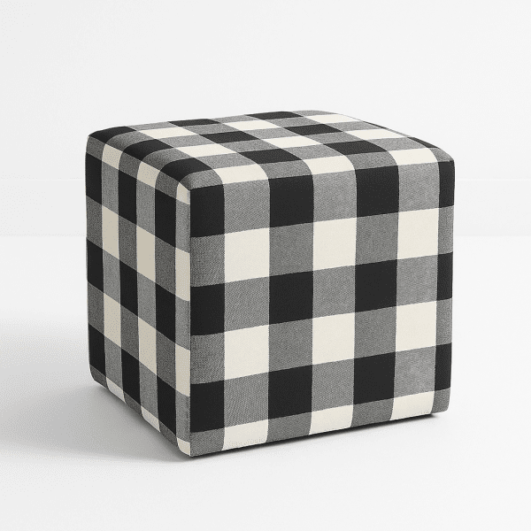 Josie black & white small stool bench 50 checkered