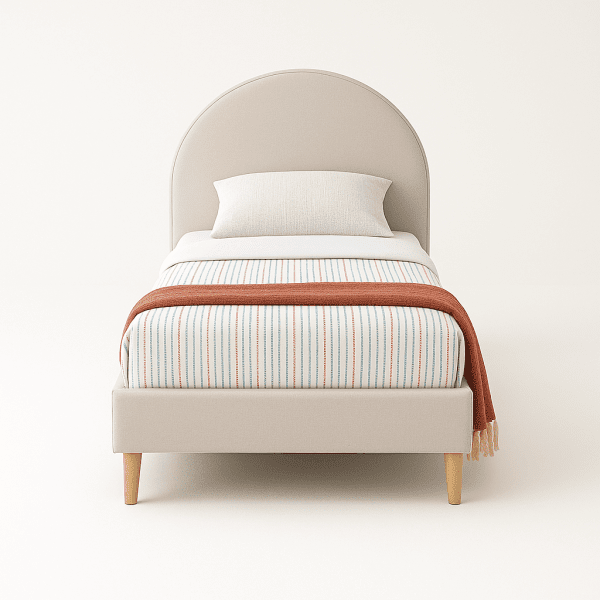 9323a honey single bed frame beige grey velvet