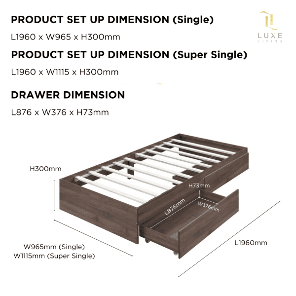 2 drawer single bed frame