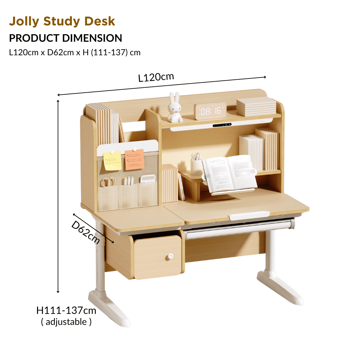 Ergonomic Wooden Study Desk Malaysia – Jolly LED Study Table