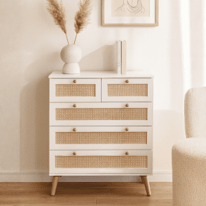 rz1001 CH rattan chest white malaysia chest of drawers