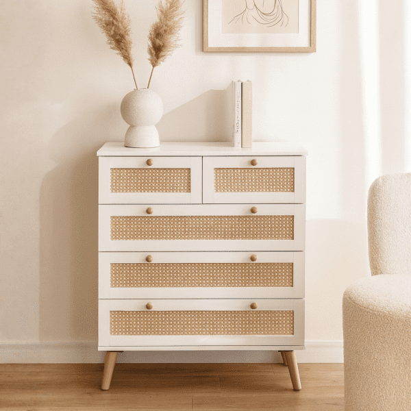 rz1001 CH rattan chest white malaysia chest of drawers