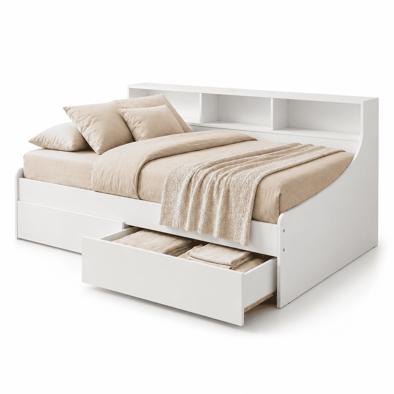 Nova 2 Drawer Storage Single Bed Frame with Shelf Headboard